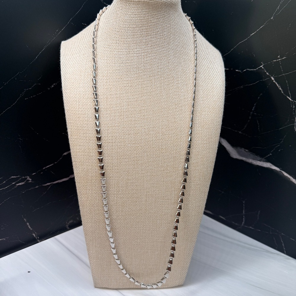Vintage Sarah Coventry Necklace 31" Silver Tone Bell Triangle Link Chain